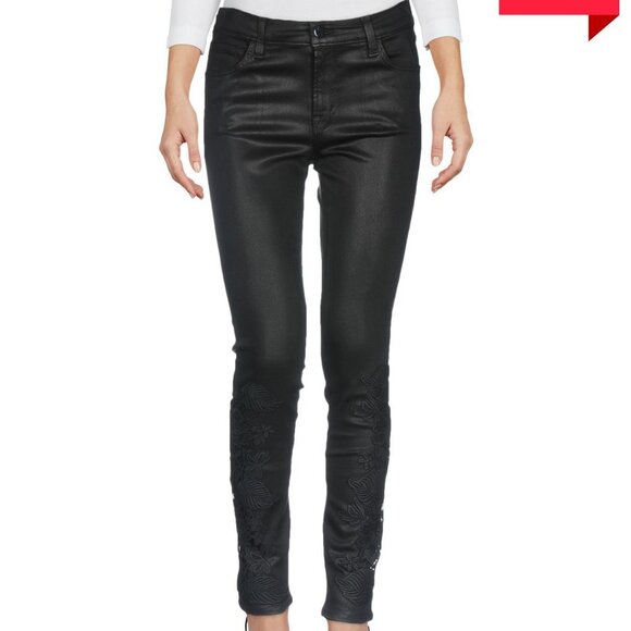 J Brand Photo Ready Coated Lace Ankle Skinny Black Jeans - Picture 2 of 14